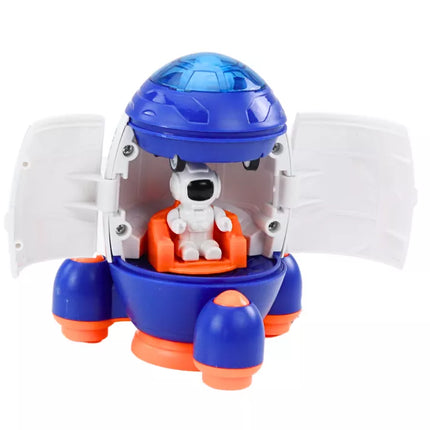 Mažas atidaromas kosminis laivas su figūrėle ir transporto priemone