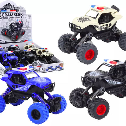 Policijos automobilis su frikciniu varikliu, 3 bekelės spalvos