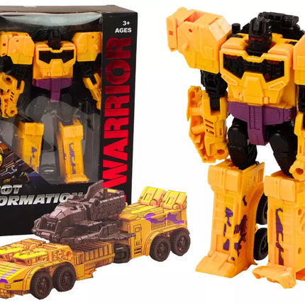 Robotas tankas su ginklu 2 viename transformacija X-Warrior geltonas