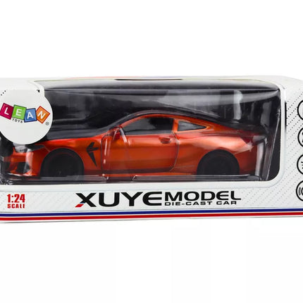 Sportinis automobilis, metalinis, frikcinis variklis, atidaromi elementai, 1:24, oranžinis