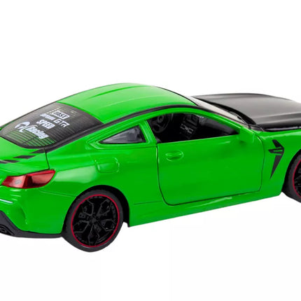 Sportinis automobilis, metalinis, frikcinis variklis, atidaromi elementai, 1:24, žalias
