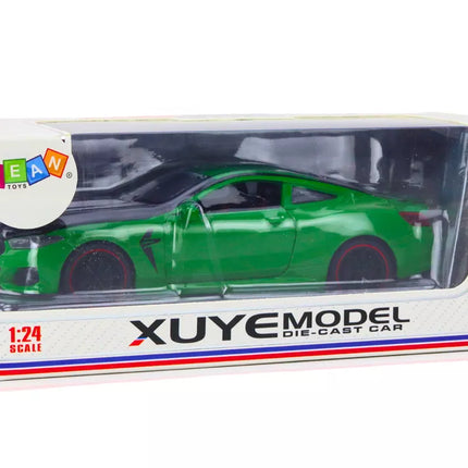 Sportinis automobilis, metalinis, frikcinis variklis, atidaromi elementai, 1:24, žalias