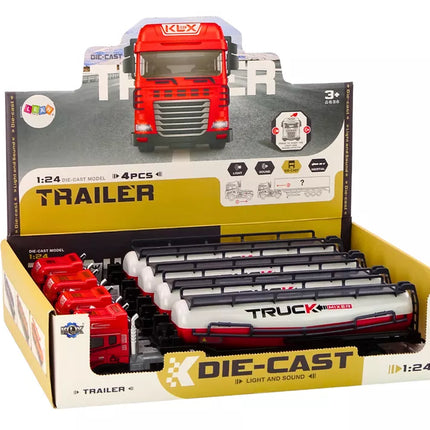Sunkvežimis su priekaba TIR cisterna 1:24 Automobilis Sunkvežimis Raudonas Garsai