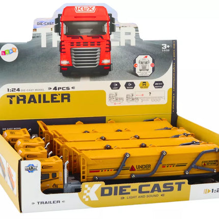 Sunkvežimis su priekaba TIR transporto priemonė 1:24 garsai šviesos geltonas