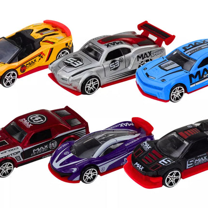 Sportinių automobilių rinkinys pavasariui 1:64, metaliniai automobiliai, 6 vnt.