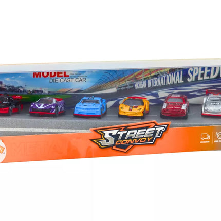 Sportinių automobilių rinkinys pavasariui 1:64, metaliniai automobiliai, 6 vnt.
