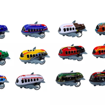 12 žaislinių automobilių, motorizuotų lėktuvų ir 5 cm kelio ženklų rinkinys
