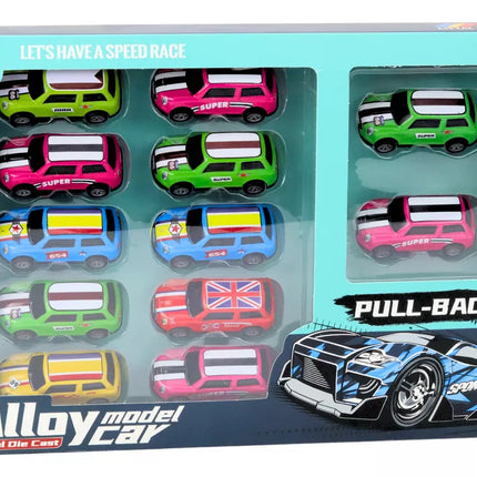 Automobilių rinkinys, spyruoklės, pavara, spalvingi, 12 vienetų