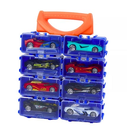 Automobilių rinkinys su spyruoklėmis metaliniame lagamine, 8 vnt.