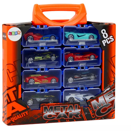 Automobilių rinkinys su spyruoklėmis metaliniame lagamine, 8 vnt.