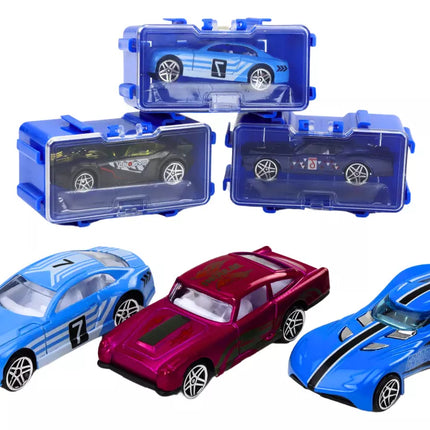 Automobilių rinkinys su spyruoklėmis metaliniame lagamine, 16 vnt.