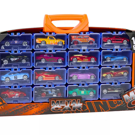 Automobilių rinkinys su spyruoklėmis metaliniame lagamine, 16 vnt.