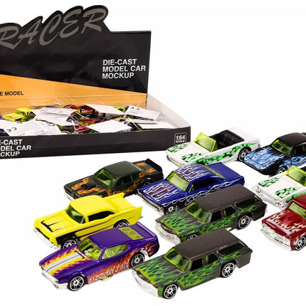 Žaislinis automobilis Lenktyninis automobilis Metalinė spyruoklė 1:64