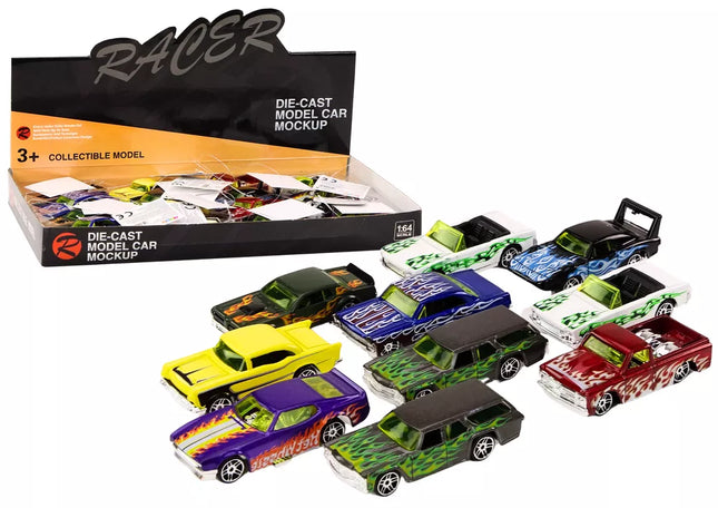 Žaislinis automobilis Lenktyninis automobilis Metalinė spyruoklė 1:64