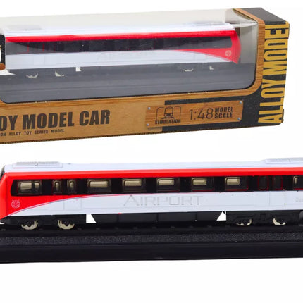 Kolekcinis raudonai baltas metalinis traukinio modelis 1:48