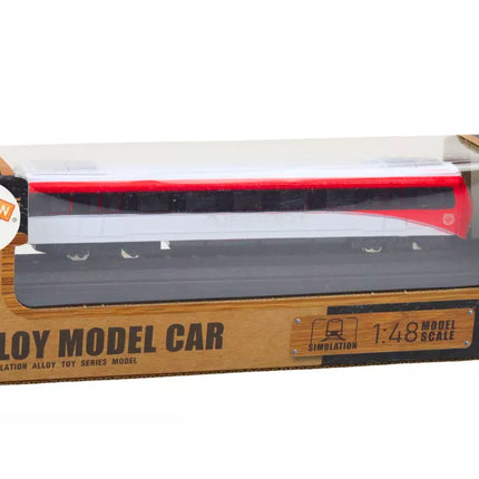 Kolekcinis raudonai baltas metalinis traukinio modelis 1:48