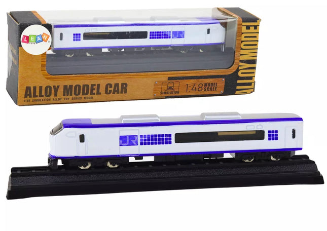 Kolekcinis geležinkelio vagono modelis, 1:48, metalinis, baltas ir mėlynas