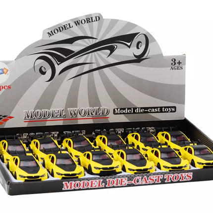 Žaislinis automobilis sportinis automobilis 1:32 frikcinis metalinis geltonas