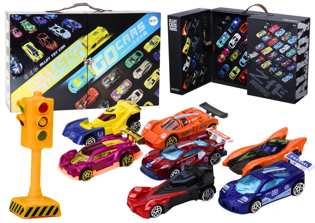 Spyruoklių rinkinys lagamine sportiniams automobiliams. Kelio signalizacija. Rinkinys iš 50 vienetų.