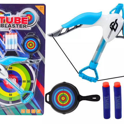 Šaudymo lankas su taikiniu, minkšti strėlės, 8 vnt., baltas ir mėlynas