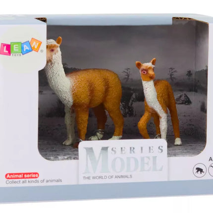 Figūrėlė Suaugusi Lama 8 cm su jauna Lama 6 cm Pasaulio Gyvūnai