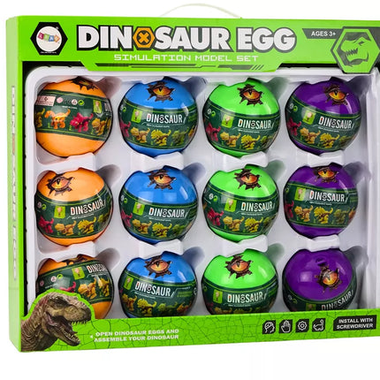 Riedantis dinozaurų kiaušinių rinkinys, 12 vienetų, spalvingi