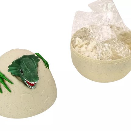 Kiaušinis su dinozaurais, skirtas dažymui "pasidaryk pats", dažų teptukai žali