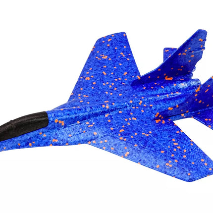 Styrofoam lėktuvas su mėlynu šautuvu