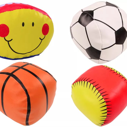 Minkštų sportinių kamuolių rinkinys: krepšinis, regbis, futbolas, beisbolas, 4 vnt.