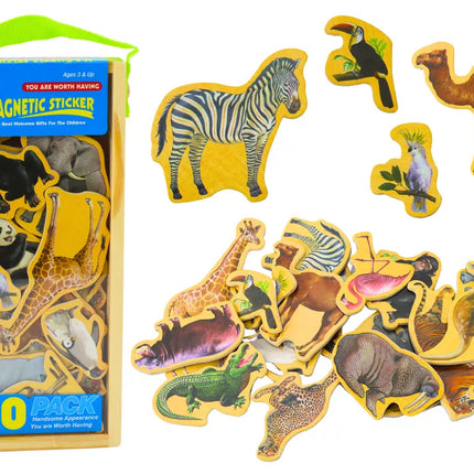 Medinių magnetukų rinkinys Gyvūnai 20 vienetų Spalvingi