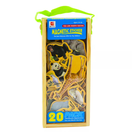 Medinių magnetukų rinkinys Gyvūnai 20 vienetų Spalvingi