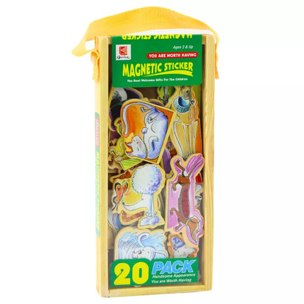 Medinių magnetukų rinkinys su spalvingais gyvūnais, 20 vienetų