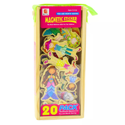 Medinių magnetų rinkinys "Spalvingi personažai", 20 vnt.