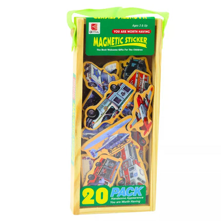 Medinių magnetų rinkinys Transporto priemonės Laivai Lėktuvai 20 vienetų