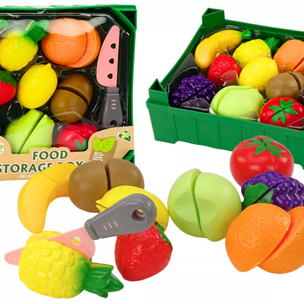 Vaisių pjaustymo rinkinys dėžutėje, 9 dalys, žalias peilis