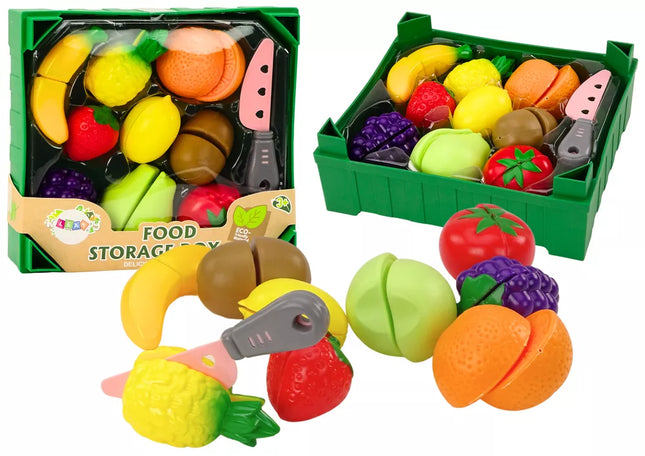 Vaisių pjaustymo rinkinys dėžutėje, 9 dalys, žalias peilis