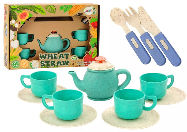 Stalo įrankių, puodelių, lėkščių, stalo įrankių, arbatinuko, 22 vienetų rinkinys