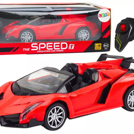 Sportinis automobilis, valdomas nuotoliniu būdu, RC 1:18, raudonas