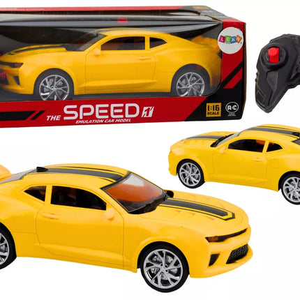 Žaislinis nuotoliniu būdu valdomas sportinis automobilis RC 1:16 geltonas