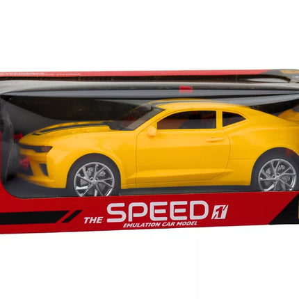 Žaislinis nuotoliniu būdu valdomas sportinis automobilis RC 1:16 geltonas