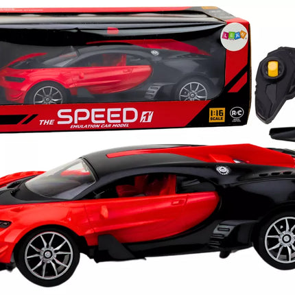 Nuotoliniu būdu valdomas sportinis automobilis, raudonas, 1:16 RC automobilis