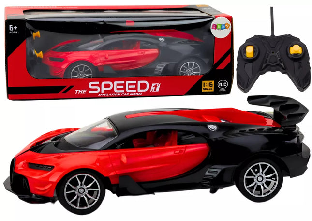 Nuotoliniu būdu valdomas sportinis automobilis, raudonas, 1:16 RC automobilis