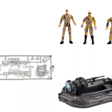 Karinis rinkinys: karinis tankas, lėktuvas, kariai, garsai, šviesos