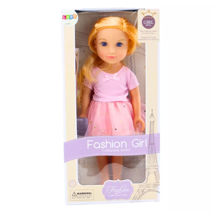 Lėlė su suknele su tiuliu, rožinė, šviesūs plaukai