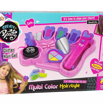 Plaukų dažymo kreidelės, spalvingi акcentai, tiesintuvas, priedai