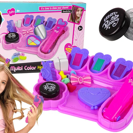 Plaukų dažymo kreidelės, spalvingi акcentai, tiesintuvas, priedai