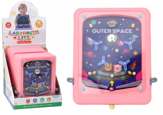 Kosminio arkadinio žaidimo fliperio lenta rožinė