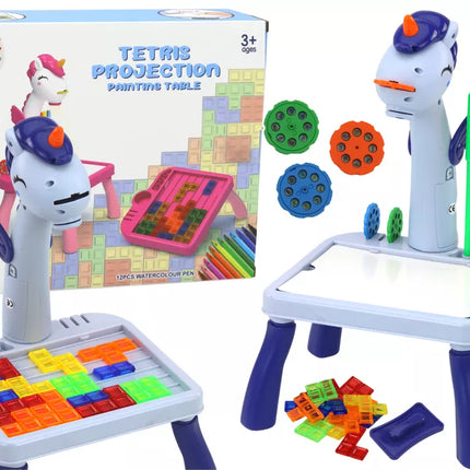 Mini Projektorius Tetris Staliukas 2in1 Mėlynas Vienaragis