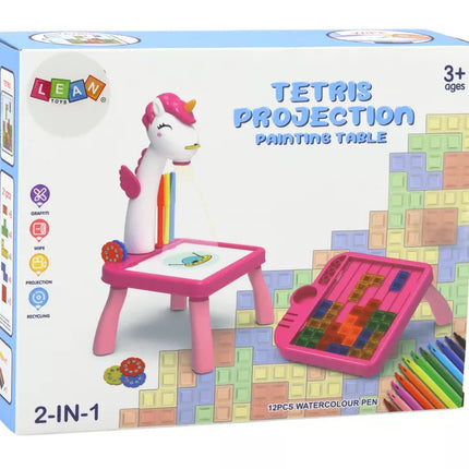 Mini Projektorius Tetris Staliukas 2in1 Mėlynas Vienaragis