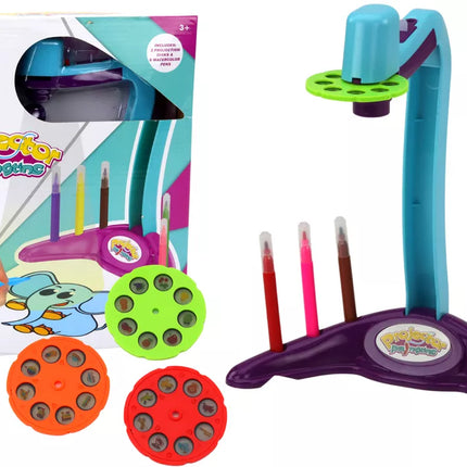 Piešimo projektorius, 3 keičiami diskai, rašikliai, violetinė